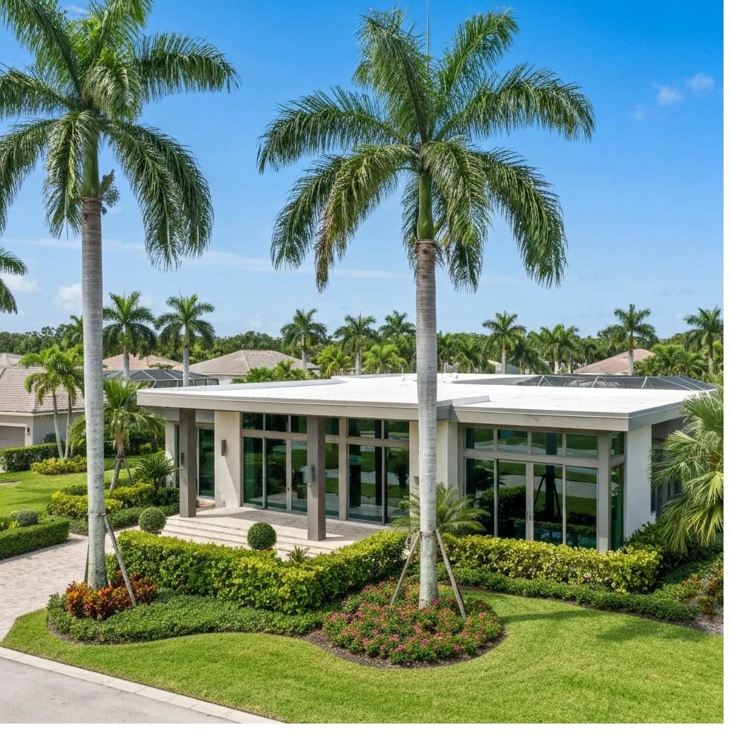 A Florida home surrounded by palm trees